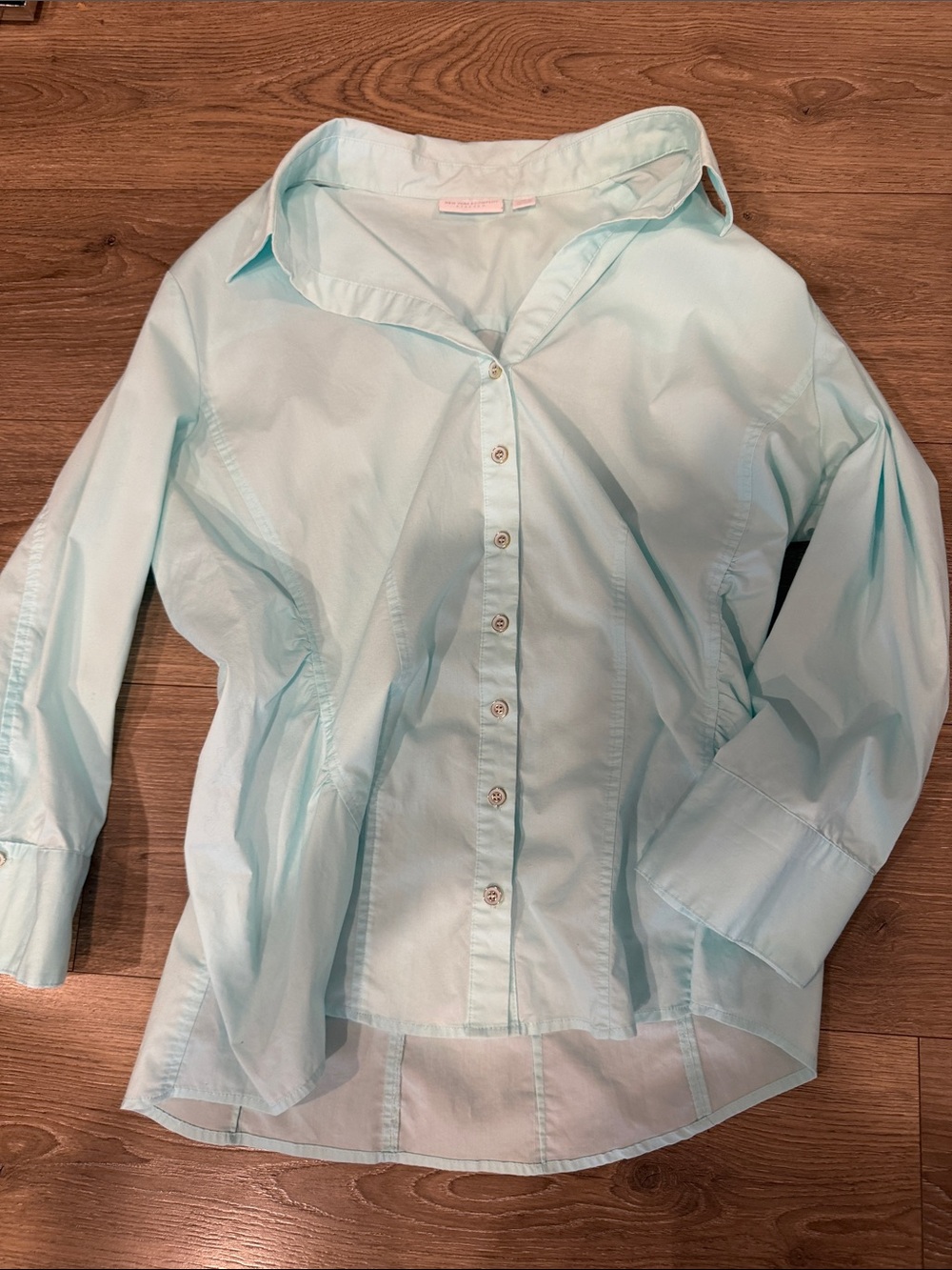 New York & Company Light Aqua Button-Down Shirt